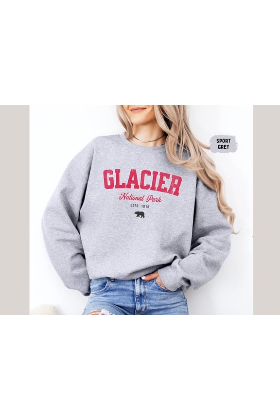 Glacier National Park Sweatshirt, Montana Sweater Retro Montana National Park gift Glacier Sweat Hikinggift Glacier National Park Souvenir All Size S-5XL