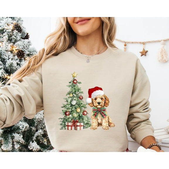 Velto Golden Doodle Happy Holiday Sweatshirt, Happy Holiday Golden Doodle Mom Sweater,Golden Doodle Gift, Dog Happy Holiday Tree Sweater,Happy Holiday Dog Sweater All Size S-5XL