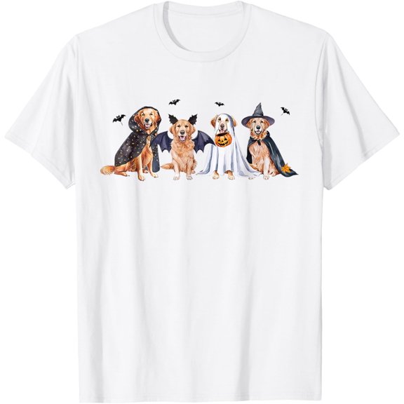 Velto Golden Retriever Ghost Dog Golden Retriever Witch T-Shirt All Size S-5XL