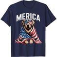 thumbnail image 1 of Velto Golden Retriever Merica Dog Patriotic 4th Of July T-Shirt Navy All Size S-5XL, 1 of 5