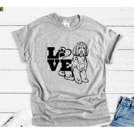 Velto Goldendoodle Love, Doodle Gray Unisex Short Sleeve T-shirt All Size S-5XL