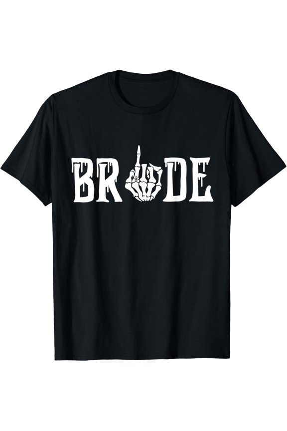 Gothic Skeleton Bride Wedding Just Married Spooky T-Shirt All Size S-5XL
