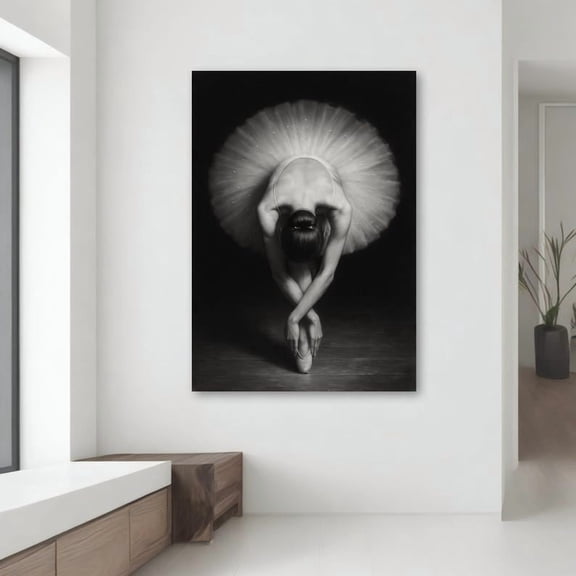 Velto Graceful Ballerina Canvas - Black And White Wall Art - Ballet Dancer Gift - Minimalist Decor - Elegant Home Accent Canvas, 16x24 UNFRAMED