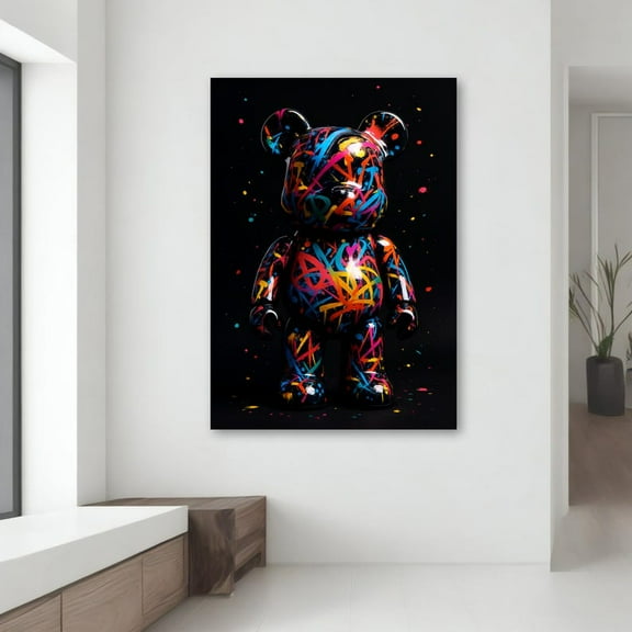 Velto Graffiti Bear Explosion - Colorful Urban Toy Canvas, Gift For Street Art And Pop Toy Fans Canvas, 12x16 UNFRAMED