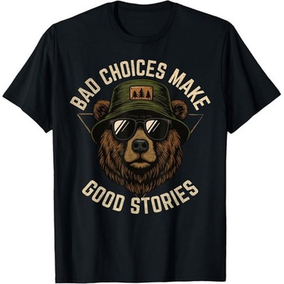 Velto Graphic Vintage Bear Bad Choices Make Good Stories T-Shirt All Size S-5XL