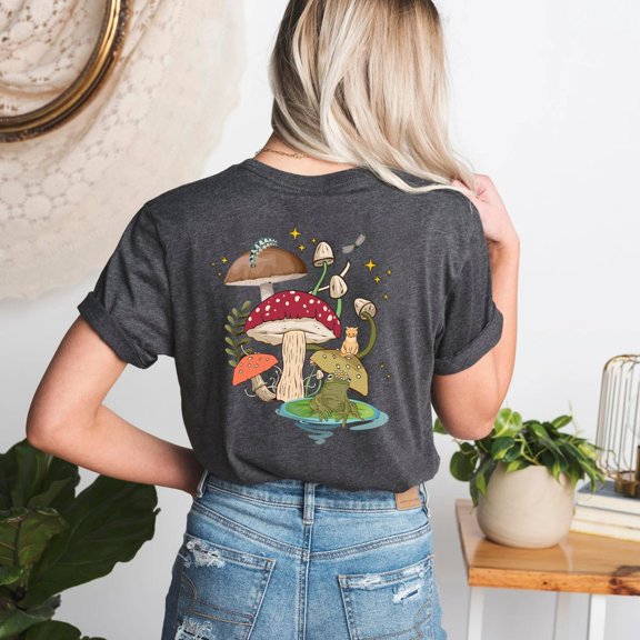 Velto Green Mushroom Shirt, Mystic Cat Moon , Frog Shirt, Witchy Goblincore, Retro Frog Tshirt, Mushroom Shirt, Cottagecore Froggy Tee All Size S-5XL