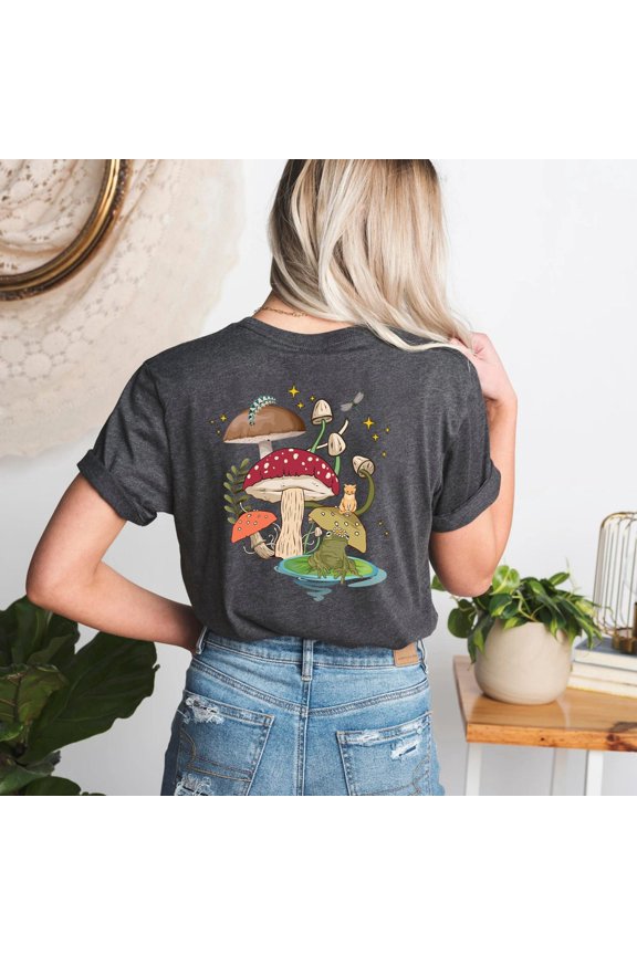 Green Mushroom Shirt, Mystic Cat Moon , Frog Shirt, Witchy Goblincore, Retro Frog Tshirt, Mushroom Shirt, Cottagecore Froggy Tee All Size S-5XL