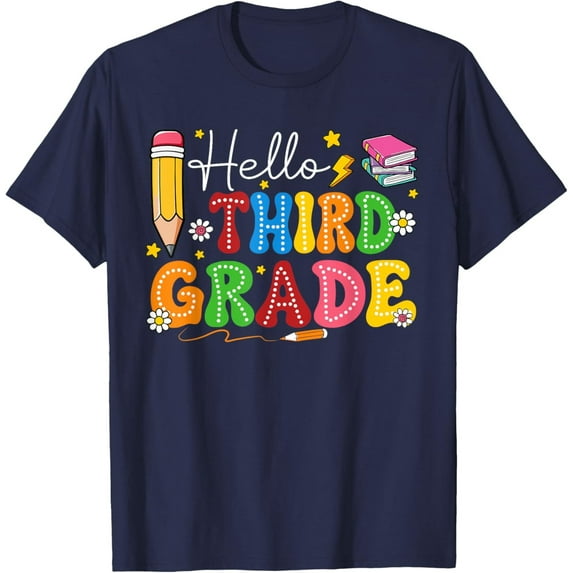 Velto Groovy Hello Third Grade Teacher First Day Of School T-Shirt All Size S-5XL