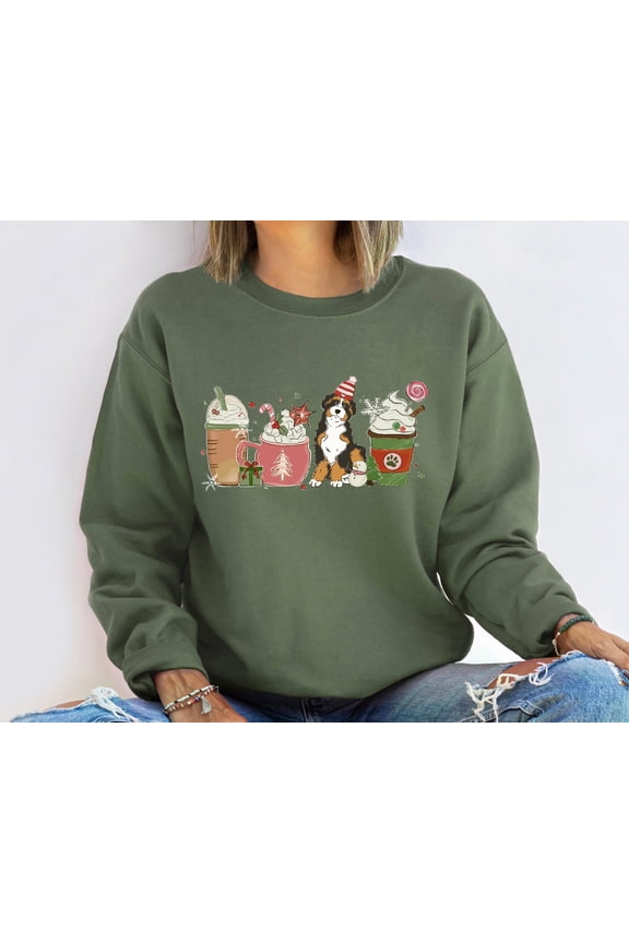 Happy Holiday Bernedoodle Sweatshirt, Bernedoodle Happy Holiday Sweater, Coffee Latte Dog Mom Shirt, Happy Holiday Dog Lover Gift All Size S-3XL