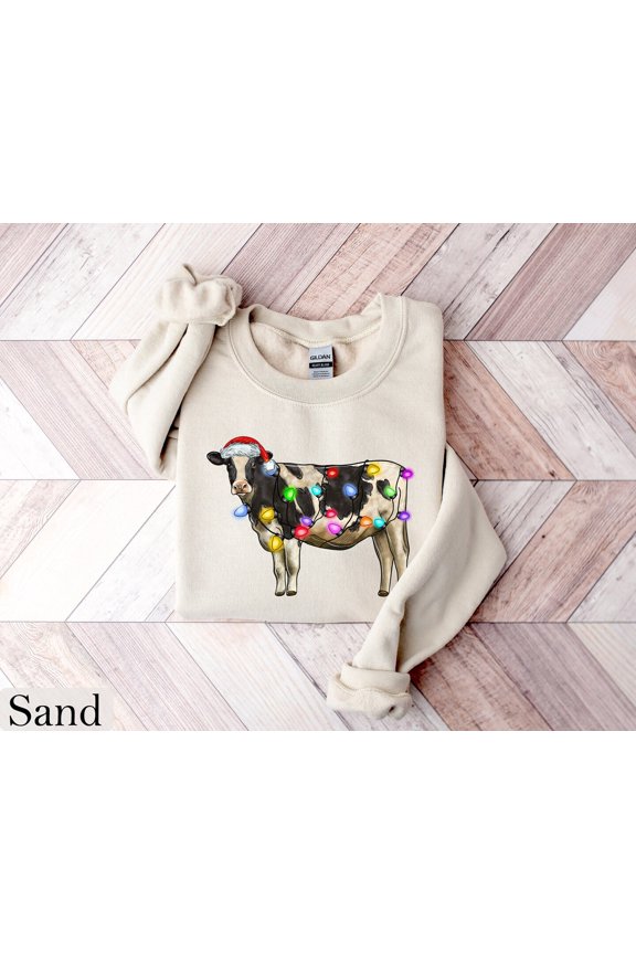 Happy Holiday Cow Sweatshirt, Cow Happy Holiday Lights Shirt, Happy Holiday Crewneck, Happy Holiday Cow Shirt, Cow Holiday Sweater, Cow Lover Gift All Size S-3XL