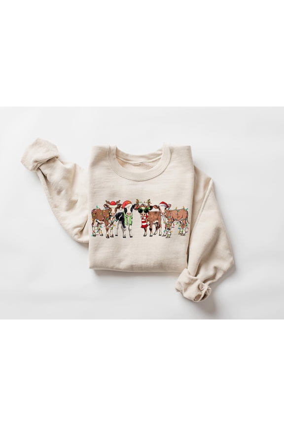 Happy Holiday Cow Sweatshirt, Cow Lover Gift, Happy Holiday Shirt, Holiday Sweater, Farm Happy Holiday Shirt, Womens Cow Shirt, Happy Holiday Crewneck All Size S-3XL