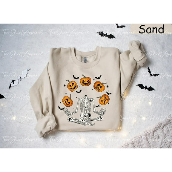 Velto Happy Holiday Skeleton Sweatshirt, Happy Holiday Shirt, Pumpkin Shirt, Happy Holiday Crewneck Sweatshirt, Womens Spooky Tshirts, Fall Sweatshirt All Size S-3XL