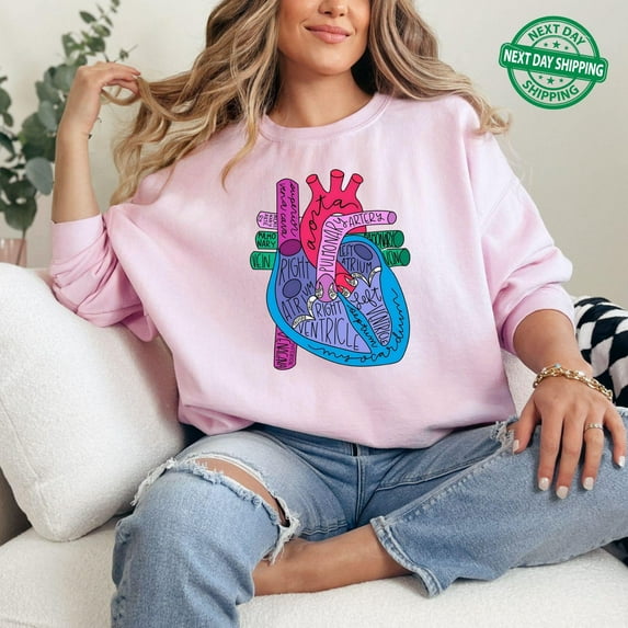 Velto Heart Anatomy Sweatshirt, Cardiac Nursing Gift, Nursing School , Medical School Student Sweater, Cardiologist Anatomical Heart Sweater All Size S-3XL