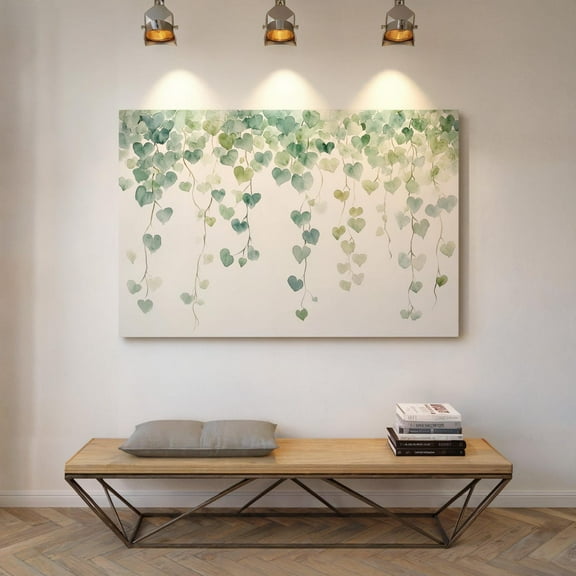 Velto Heart-Shaped Leaves, Botanical Greenery Art, Nature-Inspired Wall Decor, Minimalist Greenery, Perfect For Modern Home Decor Canvas, 16x24 0.75-Inch Pine Wood Frame