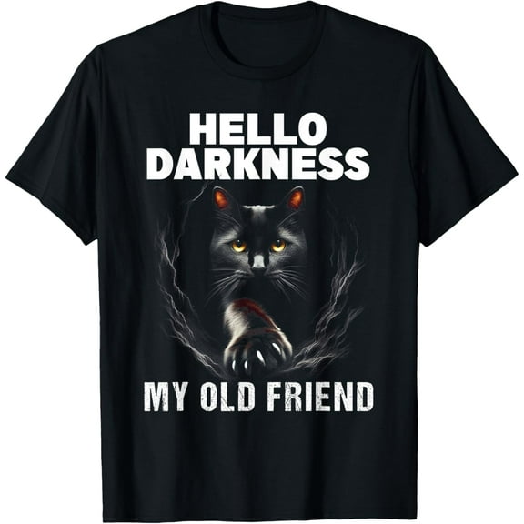 Velto Hello Darkness My Old Friend Black Cat Cats Owner T-Shirt All Size S-5XL