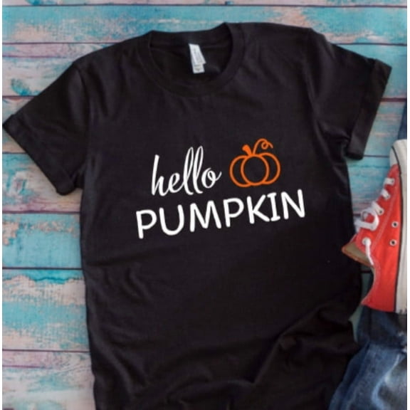 Velto Hello Pumpkin, Fall, Black Unisex Short Sleeve T-shirt All Size S-5XL