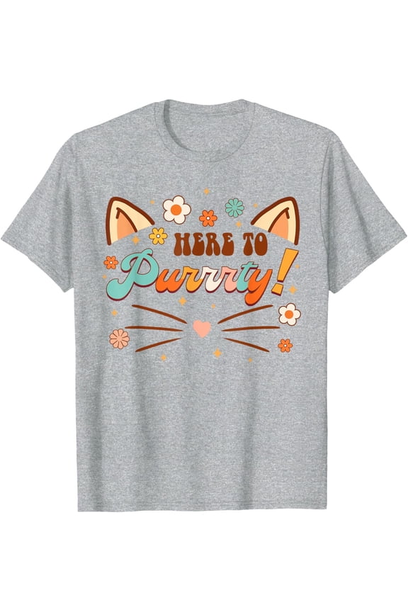 Here To Purrty Bridesmaid Bride Babe Bachelorette Matching T-Shirt All Size S-5XL