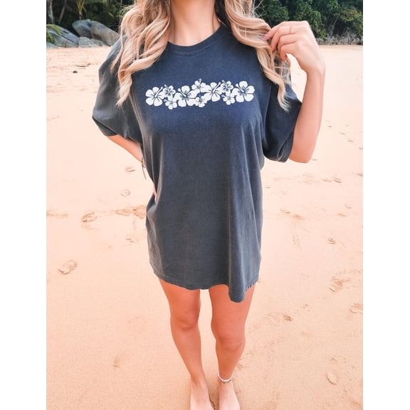 Velto Hibiscus Flower T-Shirt: Aloha Hawaii Oversized Beach Tee All Size S-5XL
