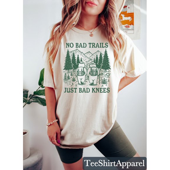 Velto Hiking Shirt: No Bad Trails, Retro Camping Tee All Size S-5XL