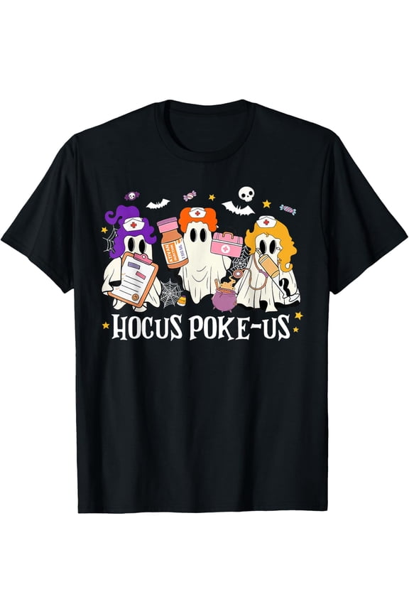 Hocus Poke-us Witch Nurse Medical Lab Tech Spooky T-Shirt All Size S-5XL