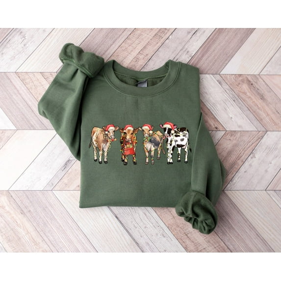 Velto Holiday Winter Cow Sweatshirt, Holiday Winter Sweatshirt, Farm Holiday Winter Shirt, Womens Holiday Winter Sweatshirt, Cute Cow Holiday Winter Shirt, Holiday Winter Gift All Size S-5XL