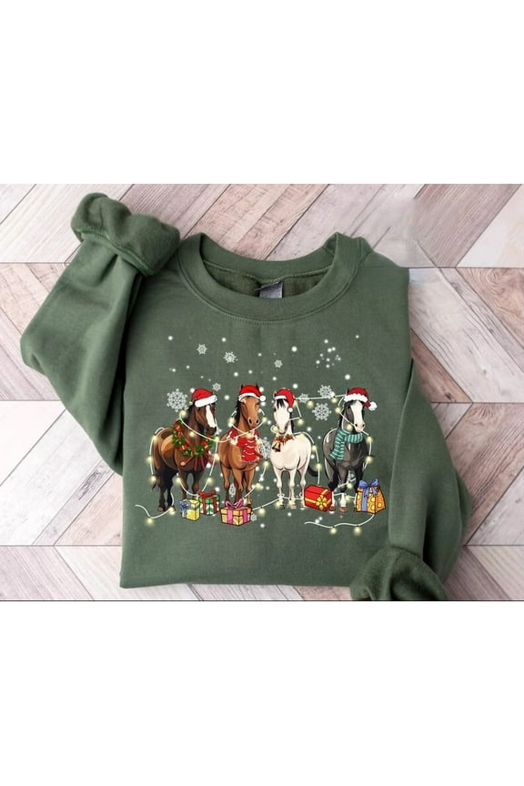 Horse holiday Sweatshirt, Western holiday Horse Sweater, Horse Lover Gift All Size S-5XL