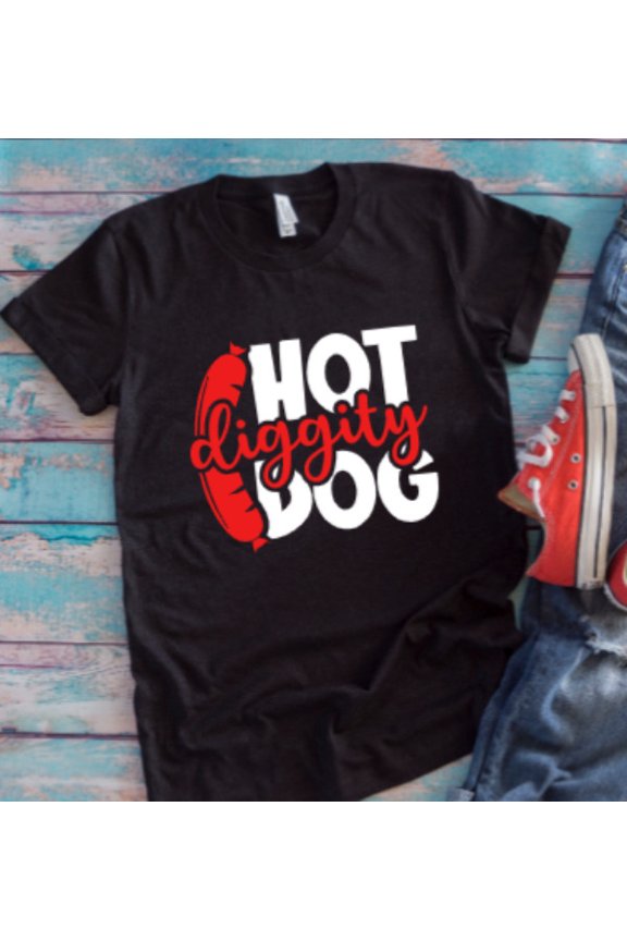 Hot Diggity Dog Black Unisex Short Sleeve T-shirt All Size S-5XL