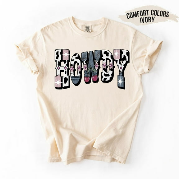 Velto Howdy Western T-Shirt, Cow Print Cherry Graphic Tee, Retro Southern Howdy Shirt All Size S-5XL