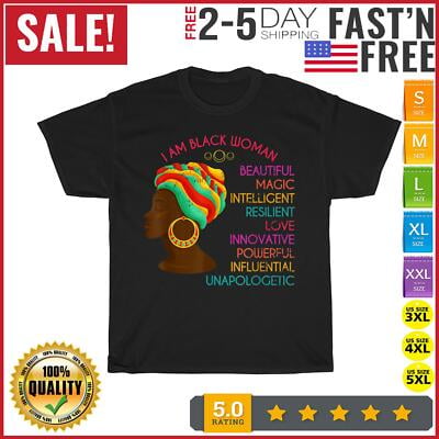 Velto I Am Black Woman Beautiful Magic Black African American T Shirt Men Women All Size S-5XL