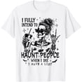 thumbnail image 1 of Velto I Fully Intend To Haunt People Messy Bun Skeleton T-Shirt All Size S-5XL, 1 of 5