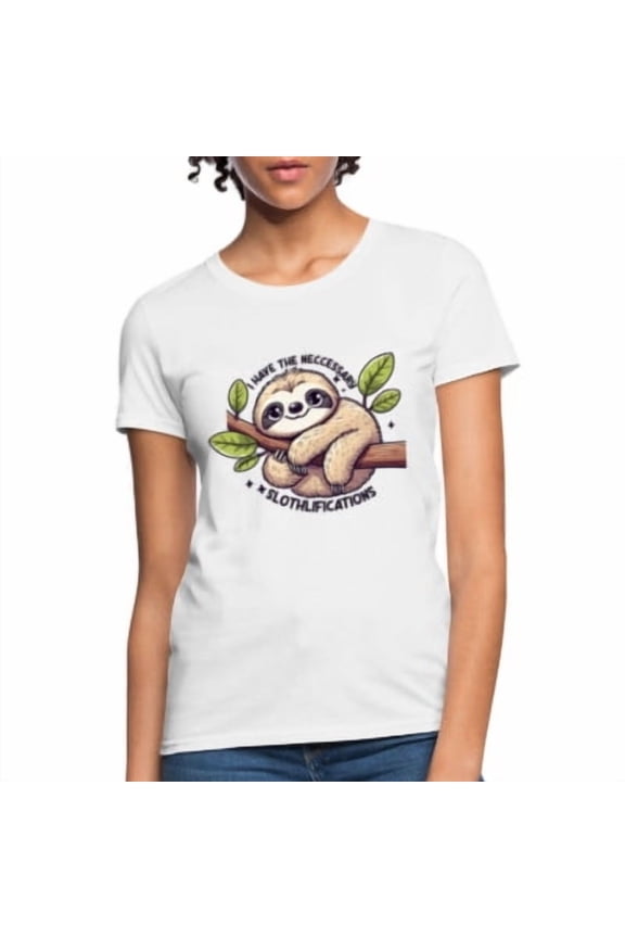 I Have The Neccessary Slothlifications Women's Contoured T-Shirt (Cute Sloth Hug All Size S-5XL
