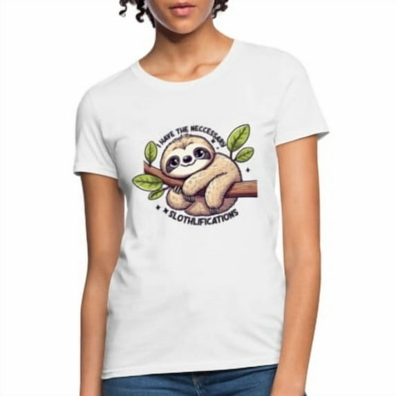 Velto I Have The Neccessary Slothlifications Women's Contoured T-Shirt (Cute Sloth Hug All Size S-5XL