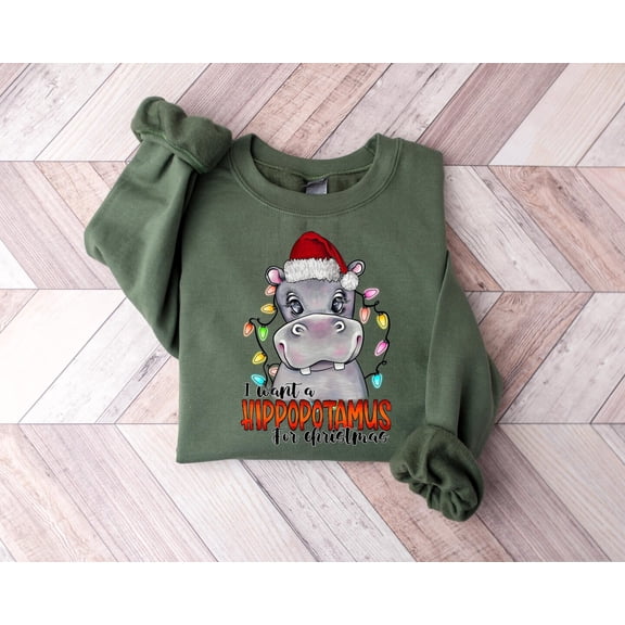 Velto I Want A Hippopotamus For Happy Holiday Shirt, Hippo Happy Holiday Lights Shirt, Xmas Party Shirt, Family Happy Holiday Shirt, Gift For Happy Holiday All Size S-3XL