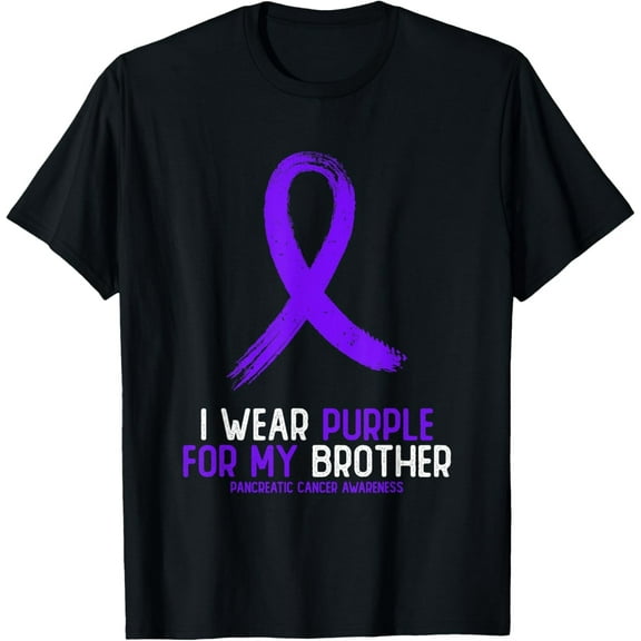 Velto I Wear Purple For My Brother Pancreatic Cancer Awareness T-Shirt All Size S-5XL