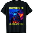 thumbnail image 1 of Velto I'd Rather Be Cranking My Hog Motorcycle Skeleton T-Shirt All Size S-5XL, 1 of 5