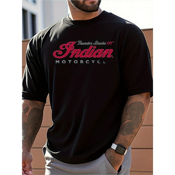 Velto Indian Motorcycle Logo Printed T-Shirt | 100% Cotton Loose Fit Casual Short Sle All Size S-5XL