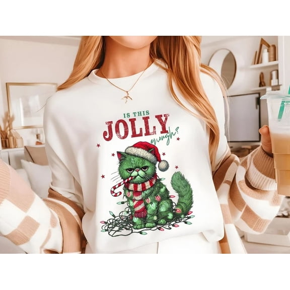 Velto Is This Jolly Enough Cat holiday Shirt, holiday Party Tee, Cat Xmas Gift All Size S-5XL