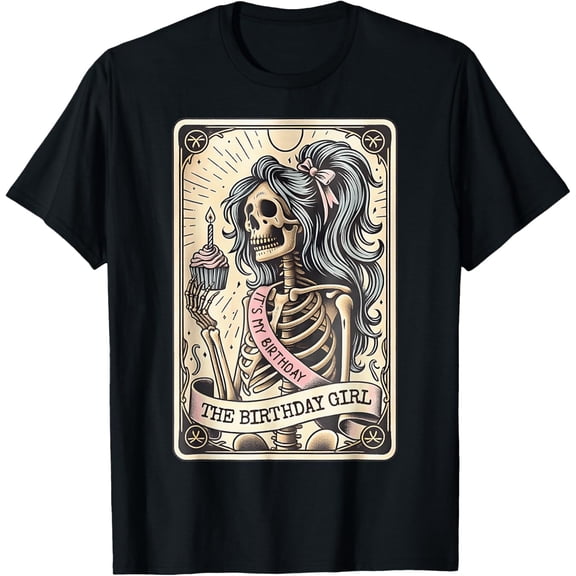 Velto It's My Birthday Tarot Card, Skeleton Birthday T-Shirt All Size S-5XL