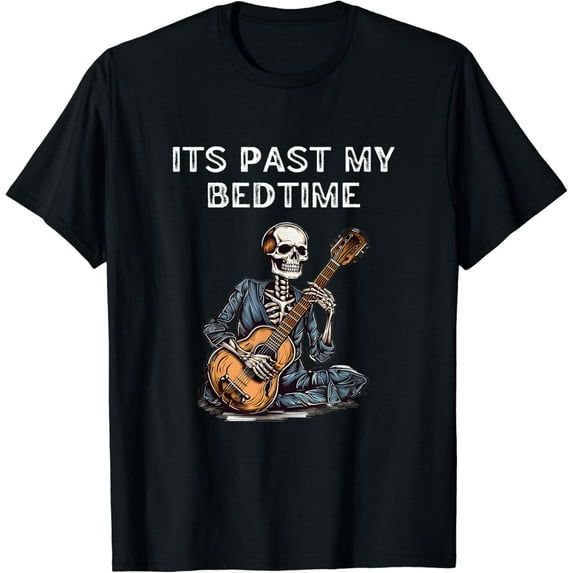 Velto It's Past My Bedtime Skeleton Playing Guitar T-Shirt All Size S-5XL