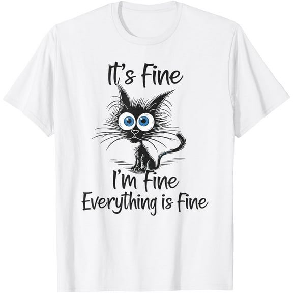 Velto It´s fine im fine everything is fine black cat women T-Shirt All Size S-5XL