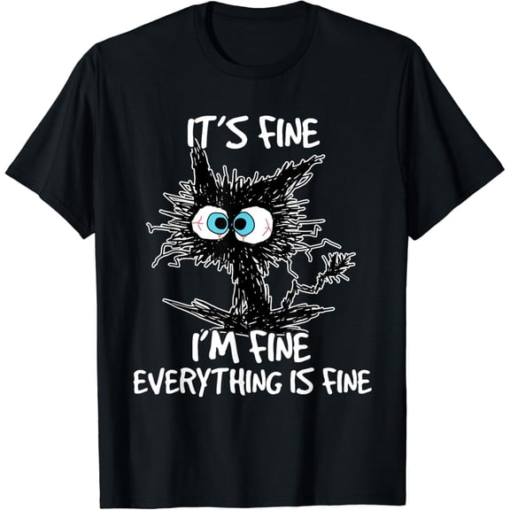 Velto Its Fine Im Fine Everything Is Fine Black Cat Women T-Shirt All Size S-5XL