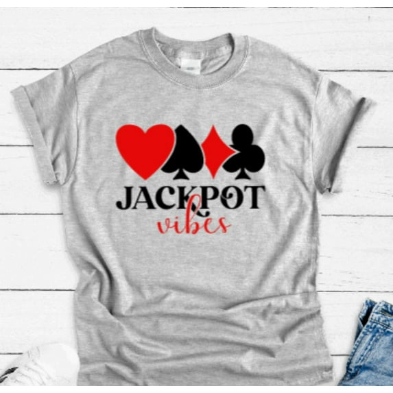 Velto Jackpot Vibes, Casino, Gray Unisex Short Sleeve T-shirt All Size S-5XL