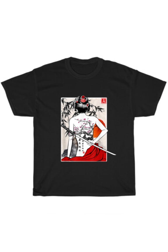 Japanese Samurai Culture Scenery Vintage Sakura Cherry T-Shirt Unisex Tee Gift All Size S-5XL