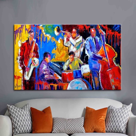 Velto Jazz Club Art Canvas, Music Art, Colorful Artwork, African Music Printed, Cello Artwork, Abstract Music Canvas, 12x16 UNFRAMED