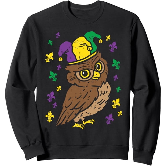 Velto Jester Owl Bird Animal Lover Cute Mardi Gras Carnival Swearshirt Full Size S-5XL