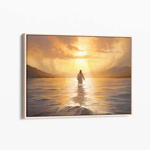 Velto Jesus Christ Walking On Water Canvas Print, Christian Canvas Art, Religious Wall Art, Religious Wall Decor, Holy Clouds Jcw3 Canvas, 16x24 UNFRAMED