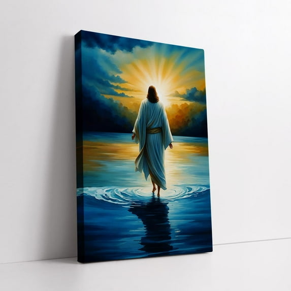 Velto Jesus Walking On Water Canvas - Spiritual Wall Decor, Christian Faith Canvas Art Decor Christian Gift Canvas, 12x18 UNFRAMED