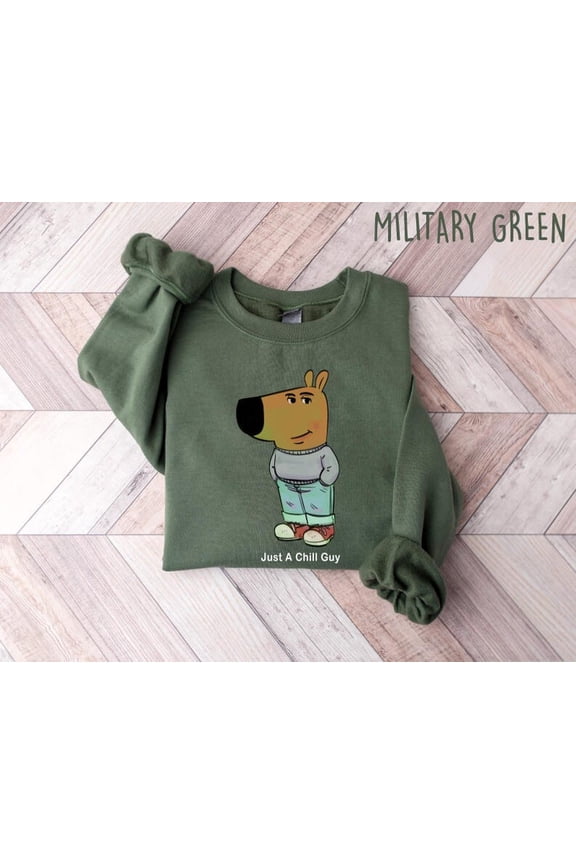 Just A Chill Guy Sweatshirt, Viral Dog CartoonShirt, Boyfriend Shirt All Size S-5XL