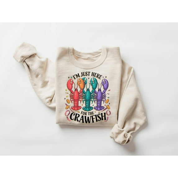 Velto I'm Just Here for The Crawfish Sweatshirt, Mardi Gras Sweatshirt, Carnival Sweatshirt, Mardi Gras shirt, Women's T shirt, Trendy Sweatshirt All Size S-3XL