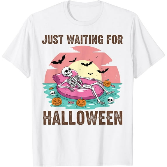 Velto Just Waiting For skeleton party beach T-Shirt All Size S-5XL